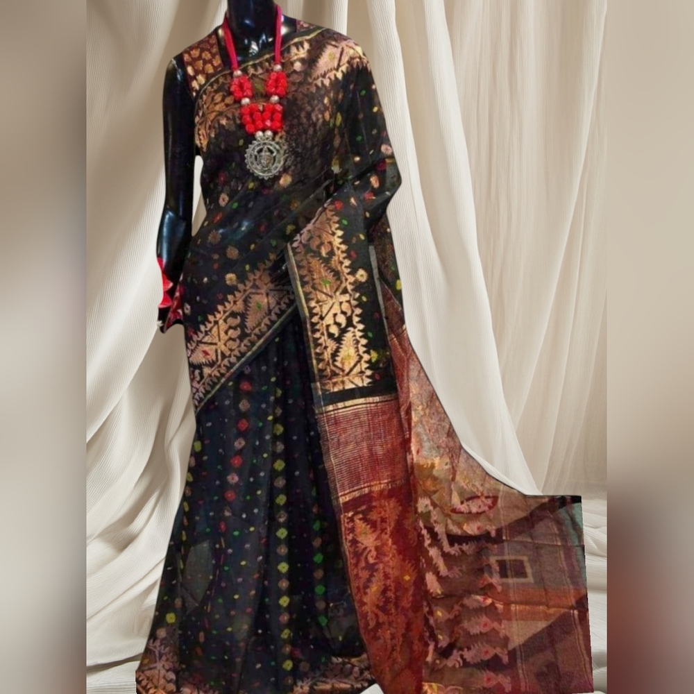 New Black Dhakai Jamdani Saree  for Women | Indian Saree Executive Saree